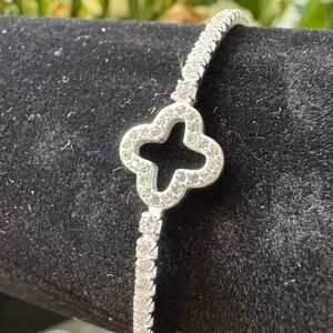 Silver Bracelet with Clover Design